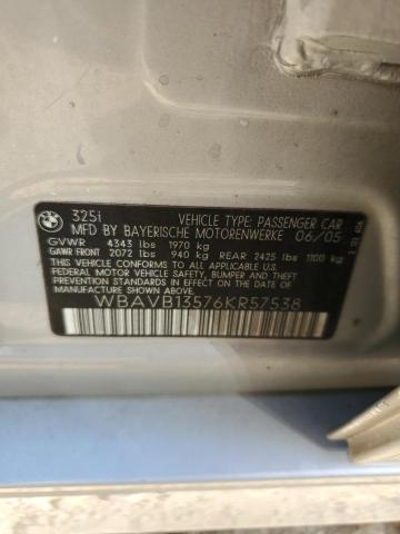 Photo 10 from auction – 2006 BMW 325 I with VIN WBAVB13576KR57538