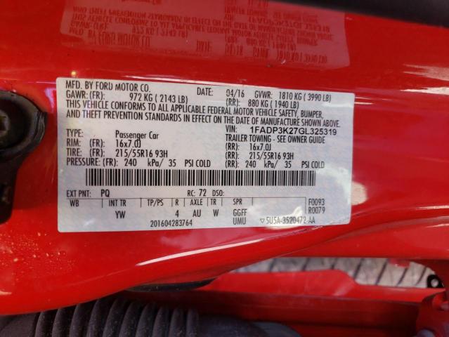 Photo 10 from auction – 2016 FORD FOCUS SE with VIN 1FADP3K27GL325319