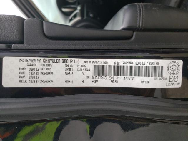 Photo 10 from auction – 2012 JEEP GRAND CHER with VIN 1C4RJFAG4CC312909