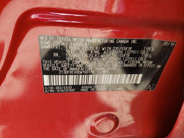 Photo 10 from auction – 2014 TOYOTA RAV4 LIMIT with VIN 2T3DFREV0EW190118