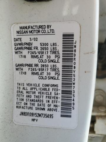 Photo 10 from auction – 2002 NISSAN PATHFINDER with VIN JN8DR09Y52W735495