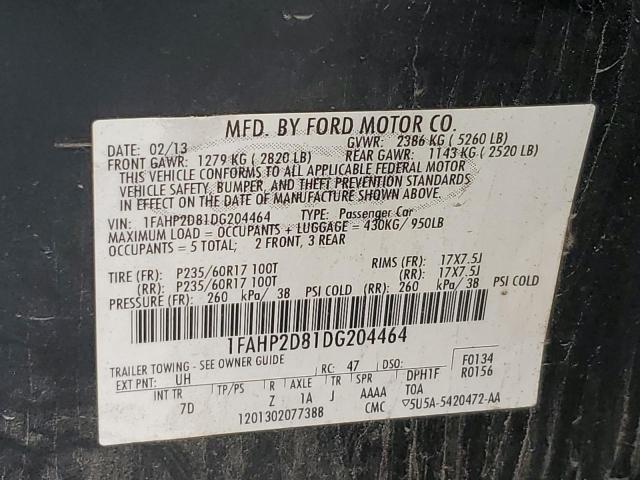 Photo 10 from auction – 2013 FORD TAURUS SE with VIN 1FAHP2D81DG204464