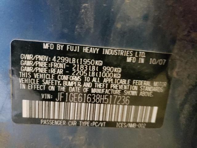 Photo 10 from auction – 2008 SUBARU IMPREZA 2. with VIN JF1GE61638H517236