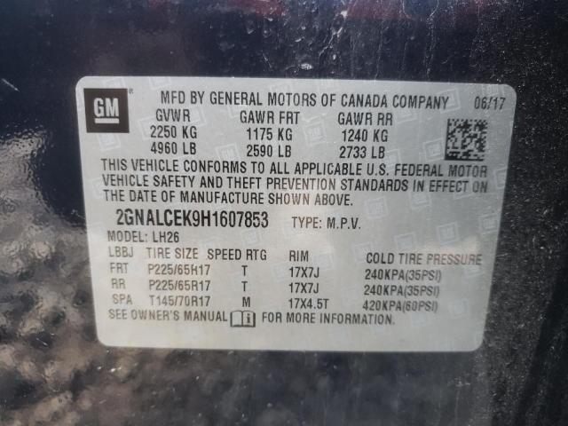 Photo 10 from auction – 2017 CHEVROLET EQUINOX LT with VIN 2GNALCEK9H1607853