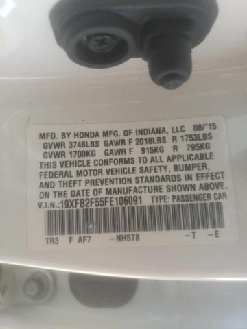 Photo 10 from auction – 2015 HONDA CIVIC LX with VIN 19XFB2F55FE106091