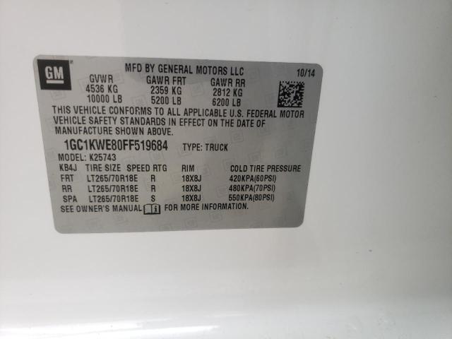 Photo 10 from auction – 2015 CHEVROLET silverado with VIN 1GC1KWE80FF519684