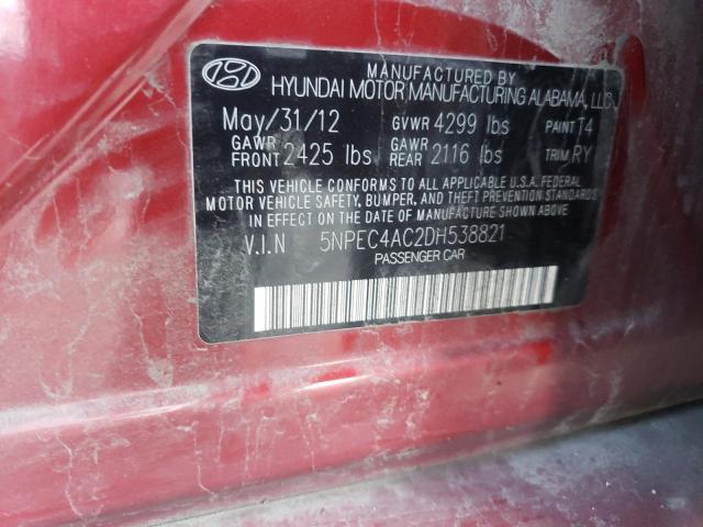 Photo 10 from auction – 2013 HYUNDAI SONATA SE with VIN 5NPEC4AC2DH538821