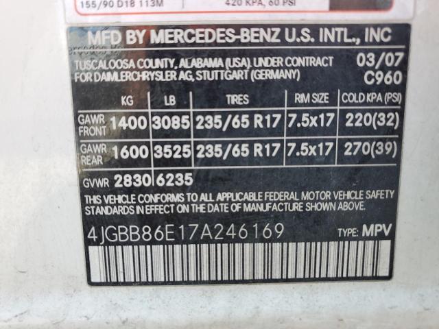 Photo 10 from auction – 2007 MERCEDES-BENZ ML350 with VIN 4JGBB86E17A246169
