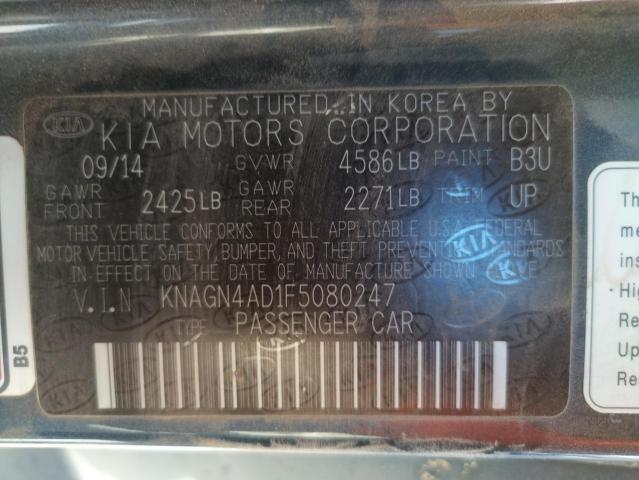 Photo 10 from auction – 2015 KIA OPTIMA HYB with VIN KNAGN4AD1F5080247