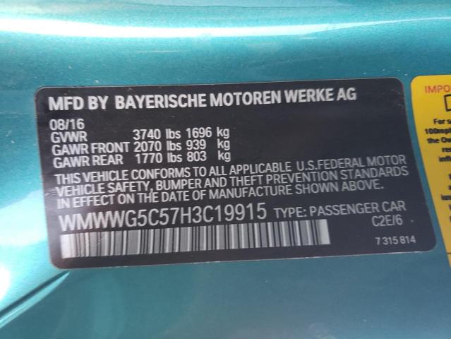 Photo 10 from auction – 2017 MINI COOPER with VIN WMWWG5C57H3C19915