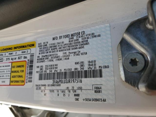 Photo 10 from auction – 2018 FORD FUSION SE with VIN 3FA6P0LU3JR197516