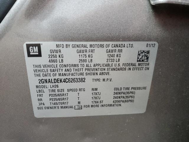 Photo 10 from auction – 2012 CHEVROLET EQUINOX LT with VIN 2GNALDEK4C6263382