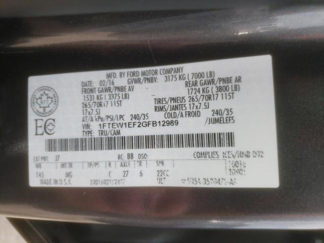 Photo 10 from auction – 2016 FORD F150 SUPER with VIN 1FTEW1EF2GFB12989
