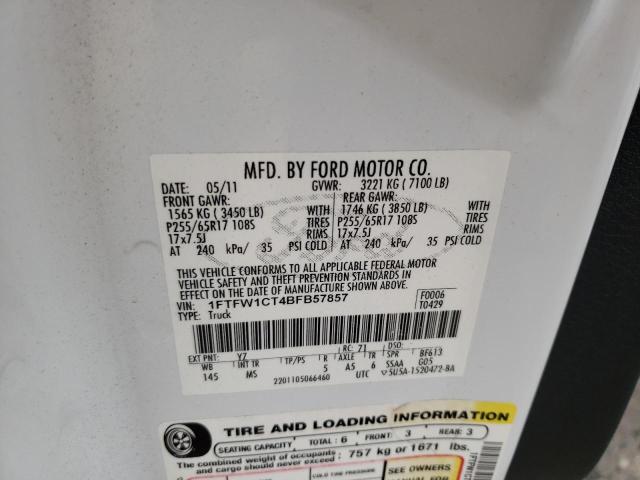 Photo 10 from auction – 2011 FORD F150 SUPER with VIN 1FTFW1CT4BFB57857