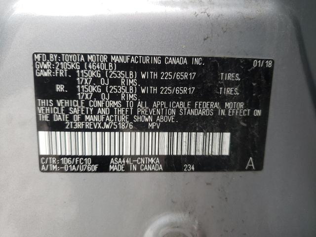 Photo 10 from auction – 2018 TOYOTA RAV4 ADVEN with VIN 2T3RFREVXJW751876