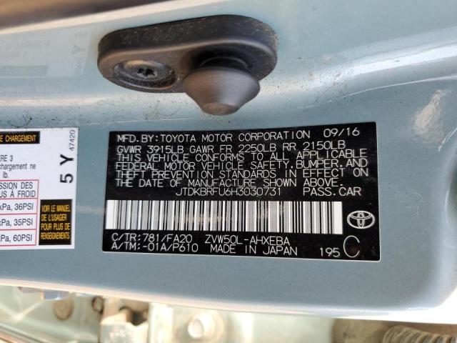 Photo 10 from auction – 2017 TOYOTA PRIUS with VIN JTDKBRFU6H3030731