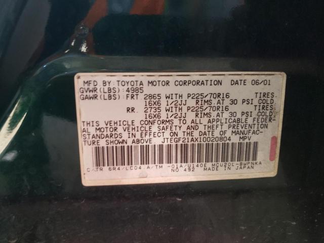 Photo 10 from auction – 2001 TOYOTA HIGHLANDER with VIN JTEGF21AX10020804