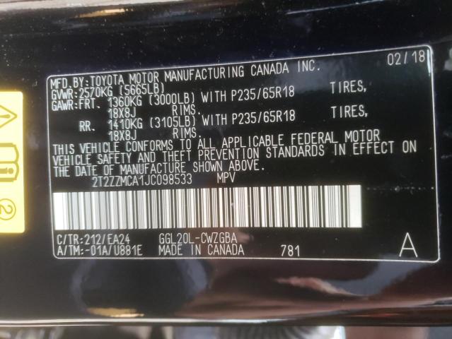 Photo 10 from auction – 2018 LEXUS RX 350 BAS with VIN 2T2ZZMCA1JC098533
