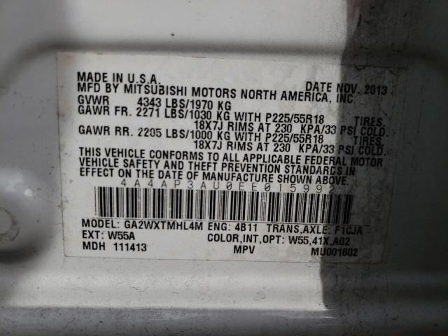 Photo 10 from auction – 2014 MITSUBISHI OUTLANDER with VIN 4A4AP3AU0EE015992