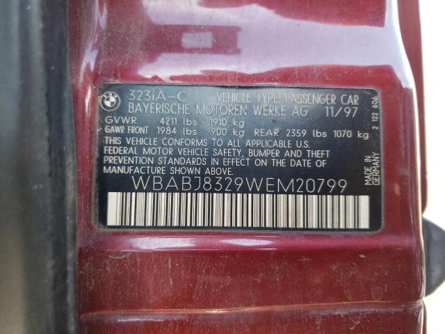 Photo 10 from auction – 1998 BMW 323IS with VIN WBABJ8329WEM20799