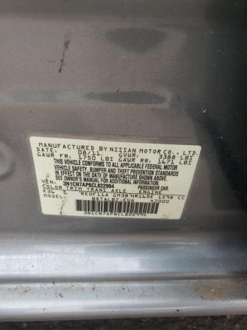 Photo 10 from auction – 2012 NISSAN VERSA S with VIN 3N1CN7AP8CL822994