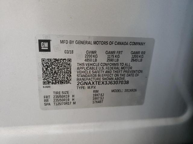 Photo 10 from auction – 2018 CHEVROLET EQUINOX LT with VIN 2GNAXTEX3J6307038