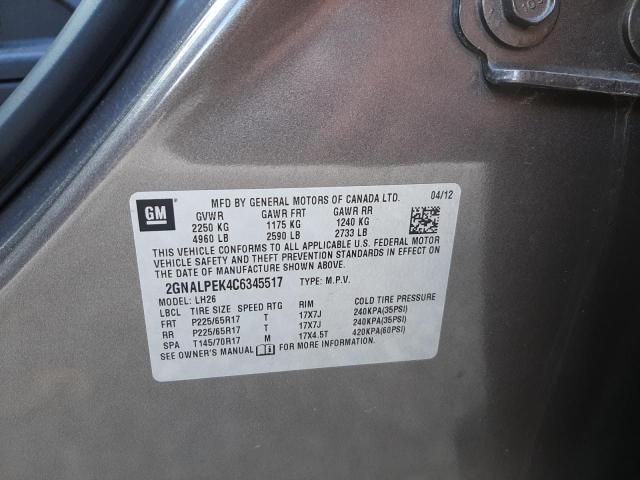 Photo 10 from auction – 2012 CHEVROLET EQUINOX LT with VIN 2GNALPEK4C6345517
