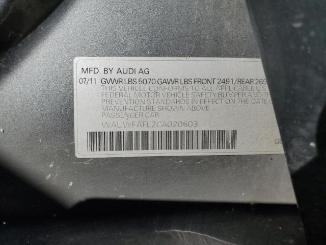 Photo 10 from auction – 2012 AUDI A4 PREMIUM with VIN WAUWFAFL2CA020603