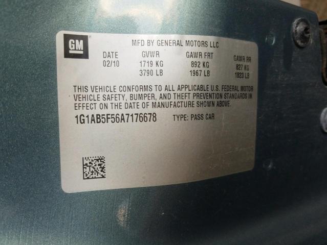 Photo 10 from auction – 2010 CHEVROLET COBALT LS with VIN 1G1AB5F56A7176678