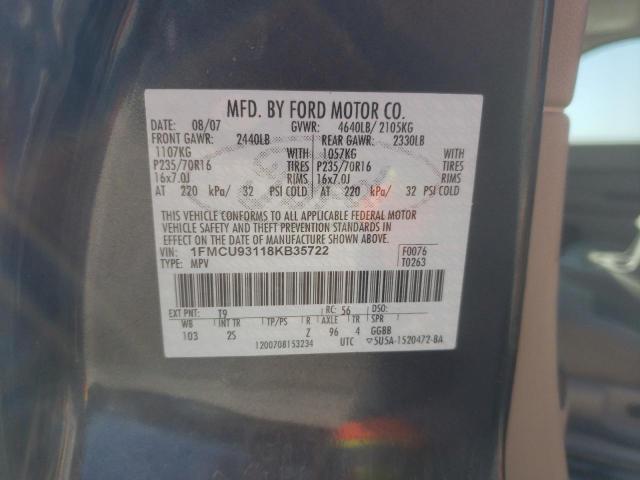 Photo 10 from auction – 2008 FORD ESCAPE XLT with VIN 1FMCU93118KB35722