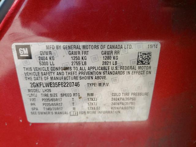 Photo 10 from auction – 2015 GMC TERRAIN SL with VIN 2GKFLWE35F6220746