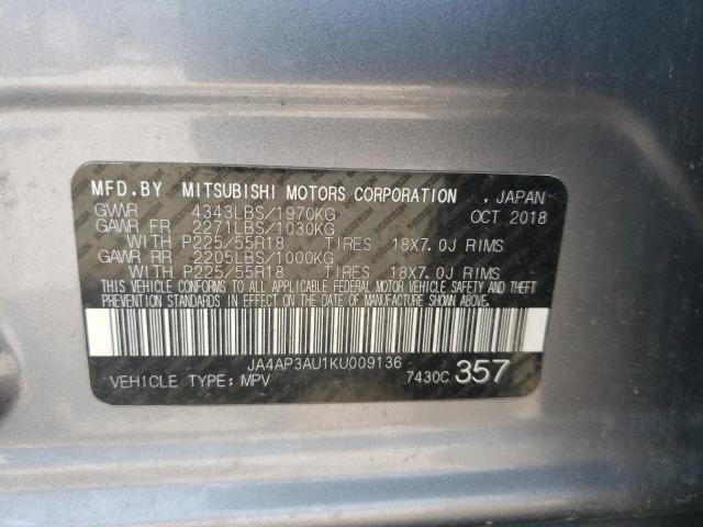 Photo 10 from auction – 2019 MITSUBISHI OUTLANDER with VIN JA4AP3AU1KU009136