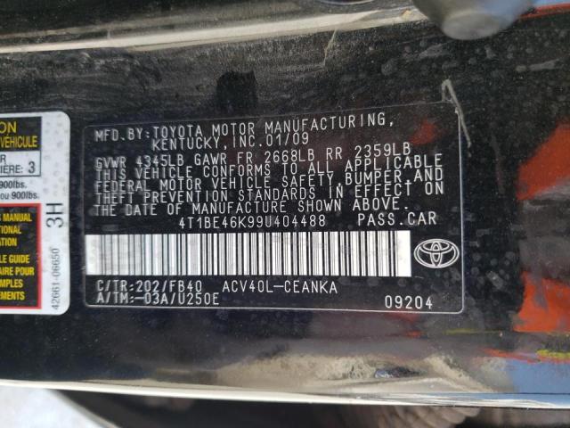 Photo 10 from auction – 2009 TOYOTA CAMRY BASE with VIN 4T1BE46K99U404488