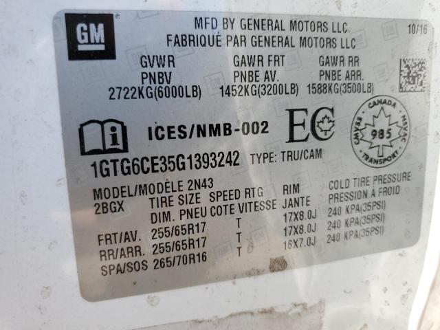 Photo 10 from auction – 2016 GMC CANYON SLE with VIN 1GTG6CE35G1393242