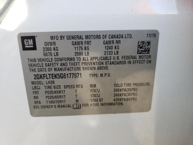 Photo 10 from auction – 2016 GMC TERRAIN SL with VIN 2GKFLTEK5G6177971