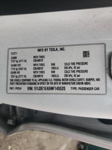 Photo 10 from auction – 2022 TESLA MODEL 3 with VIN 5YJ3E1EA5NF145520