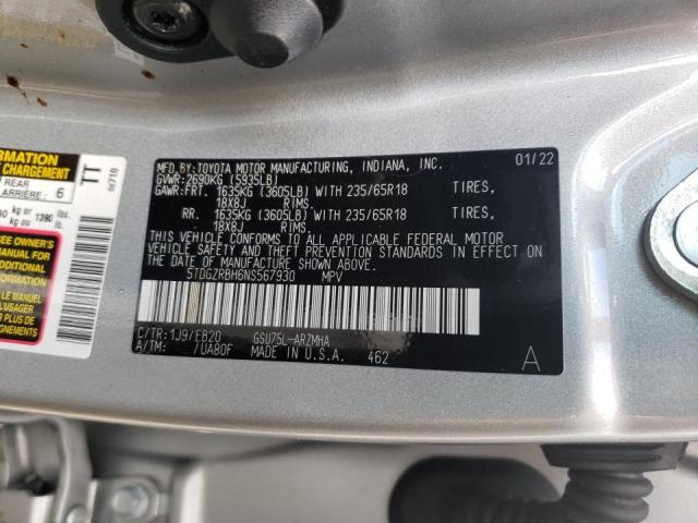Photo 10 from auction – 2022 TOYOTA HIGHLANDER with VIN 5TDGZRBH6NS567930