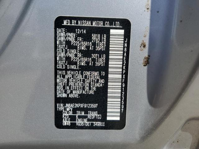 Photo 10 from auction – 2015 NISSAN QUEST S with VIN JN8AE2KPXF9123597