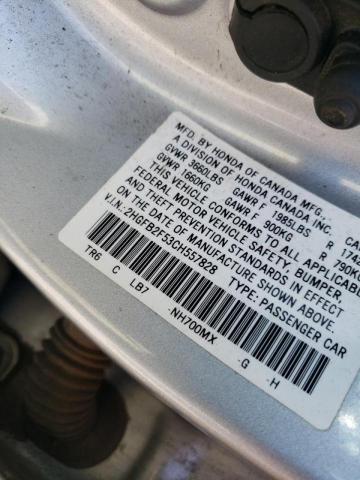 Photo 10 from auction – 2012 HONDA CIVIC LX with VIN 2HGFB2F53CH557828