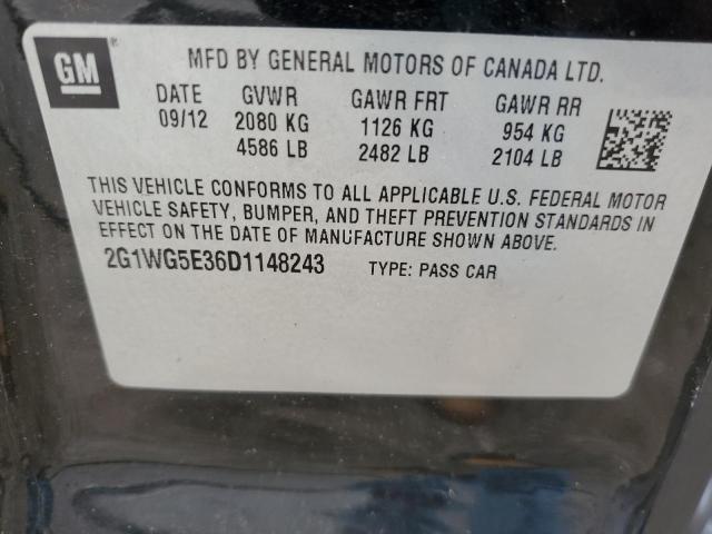 Photo 10 from auction – 2013 CHEVROLET IMPALA LT with VIN 2G1WG5E36D1148243