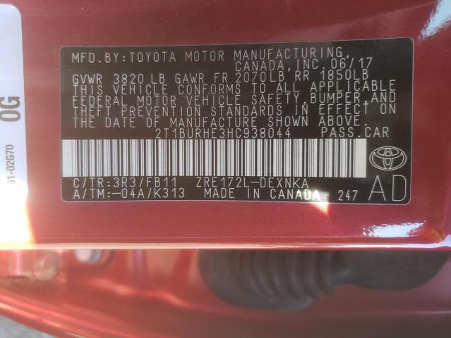 Photo 10 from auction – 2017 TOYOTA COROLLA with VIN 2T1BURHE3HC938044