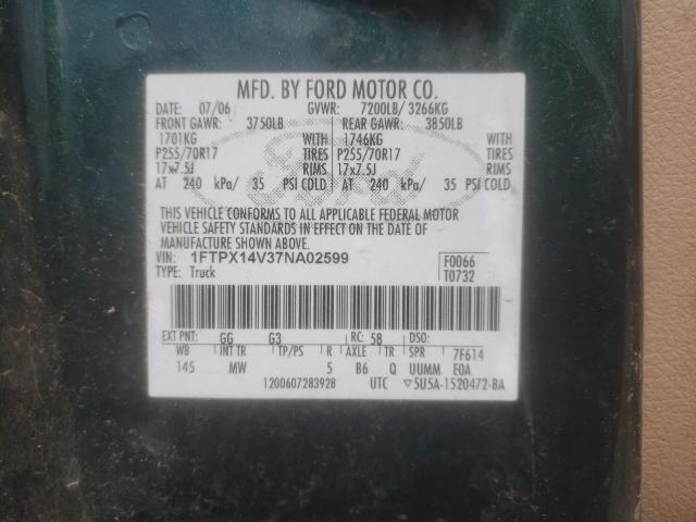 Photo 10 from auction – 2007 FORD F150 with VIN 1FTPX14V37NA02599