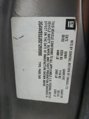 Photo 10 from auction – 2002 BUICK CENTURY CU with VIN 2G4WS52J821269566