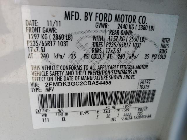 Photo 10 from auction – 2012 FORD EDGE SE with VIN 2FMDK3GC2CBA54458