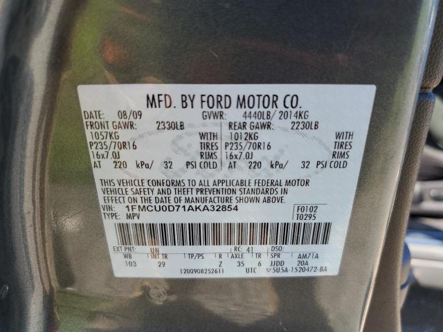 Photo 10 from auction – 2010 FORD ESCAPE XLT with VIN 1FMCU0D71AKA32854