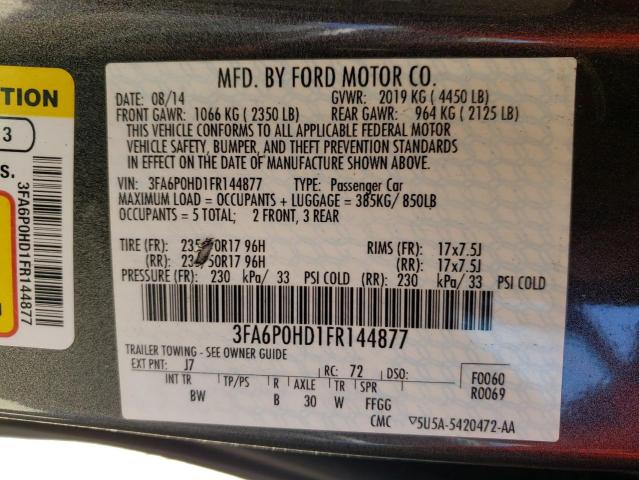 Photo 10 from auction – 2015 FORD FUSION SE with VIN 3FA6P0HD1FR144877