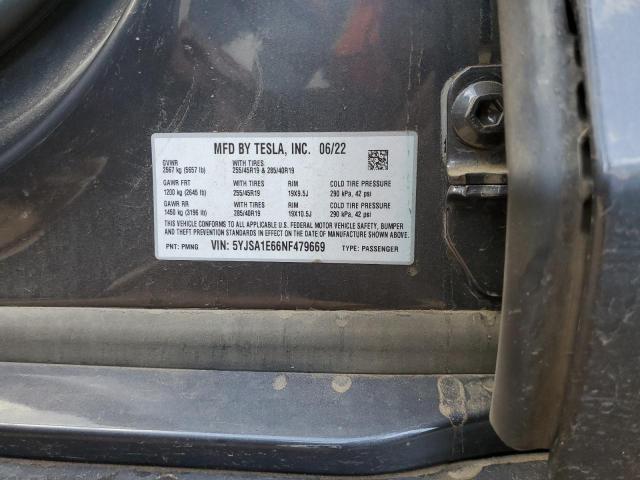 Photo 10 from auction – 2022 TESLA MODEL S with VIN 5YJSA1E66NF479669