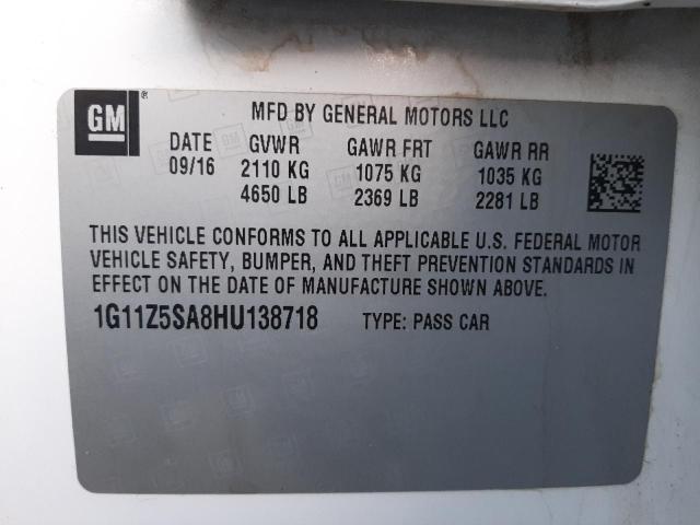 Photo 10 from auction – 2017 CHEVROLET IMPALA LS with VIN 1G11Z5SA8HU138718