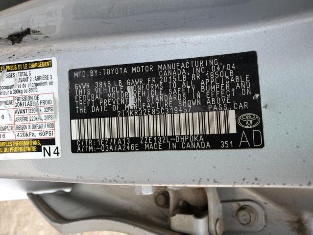 Photo 10 from auction – 2005 TOYOTA COROLLA MA with VIN 2T1KR32E85C319457
