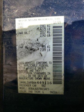 Photo 10 from auction – 2010 NISSAN ALTIMA BAS with VIN 1N4AL2AP8AN449116